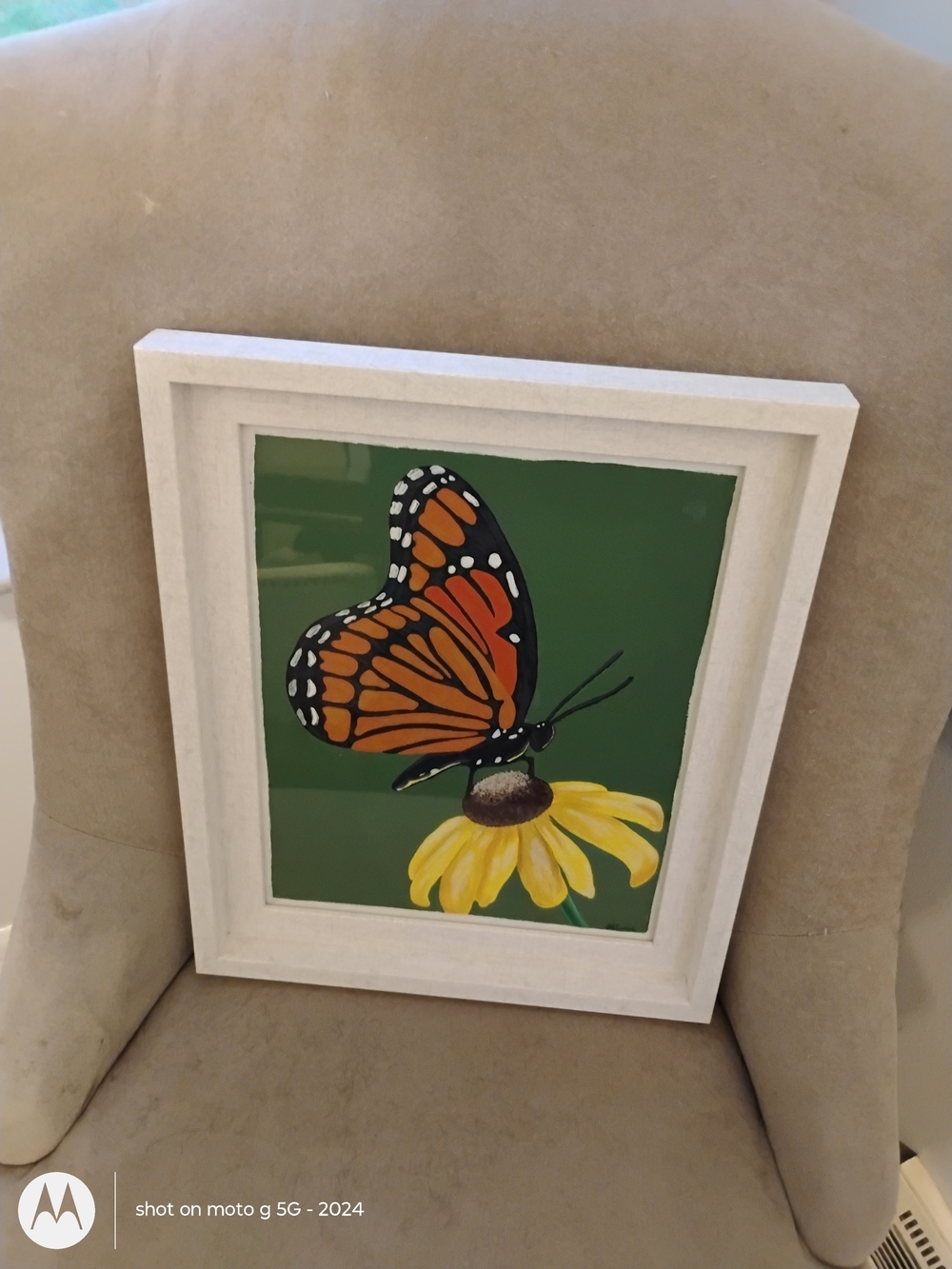 Framed Monarch Butterfly Wall Art in Orange and Green